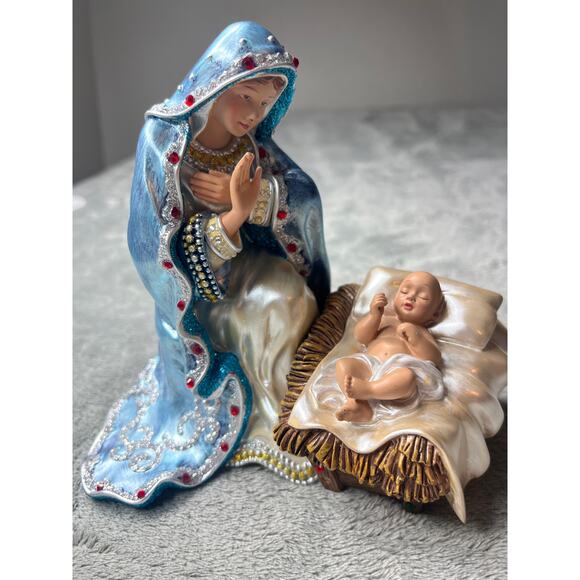 Hawthorne Village Jeweled‎ Nativity Collection Mary And Baby Jesus Figure 6” - Picture 1 of 5